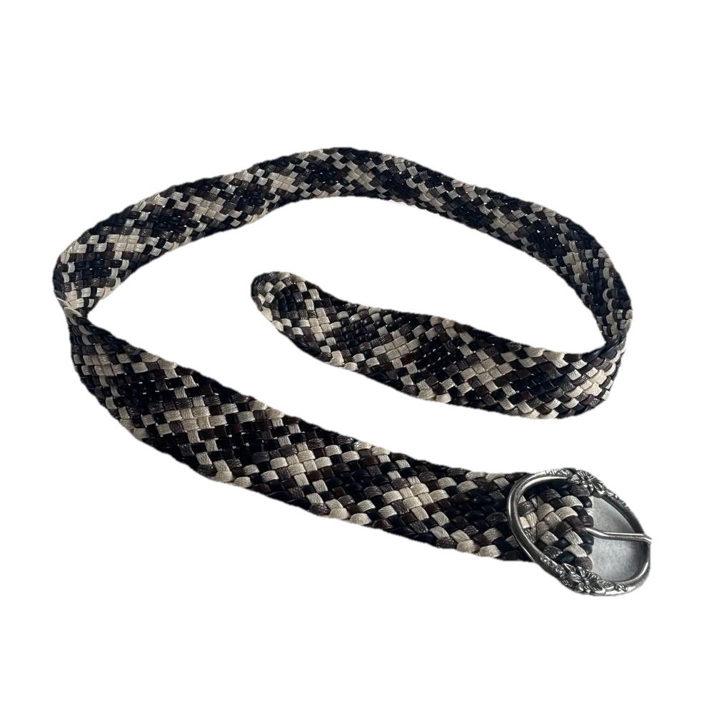 Relic Braided Leather Belt Womens‎ Sz M Black Floral Romantic Western Y2K Boho